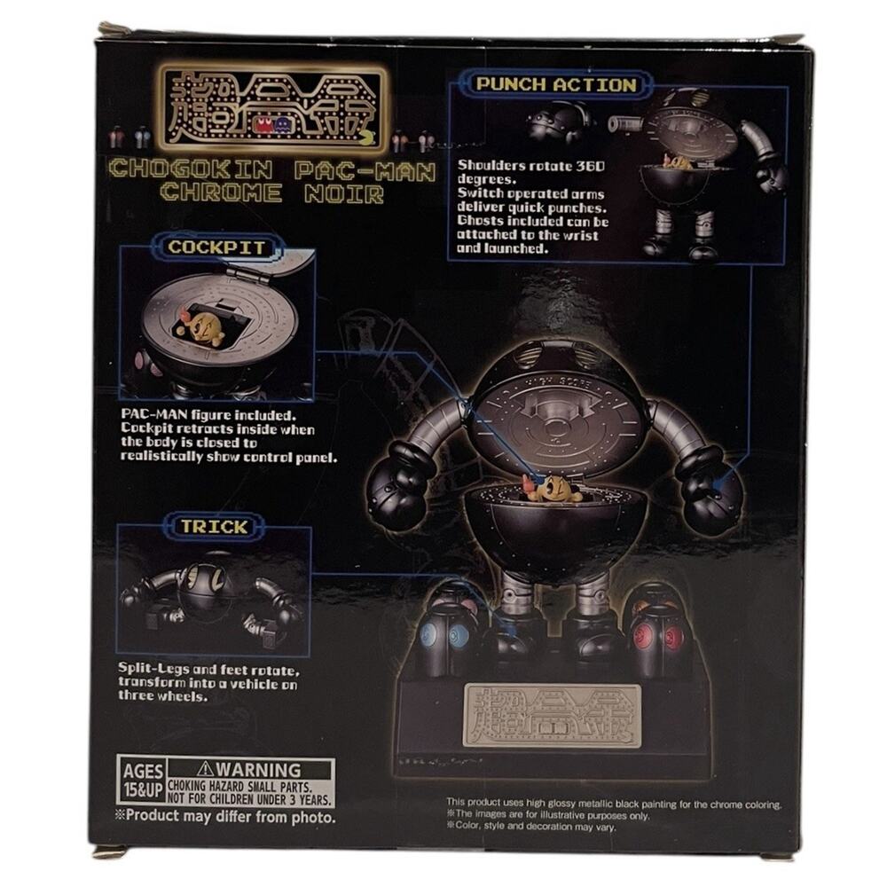 NEW Pac-Man World Collector's Edition Chogokin Chrome Noir Figure Black - Picture 3 of 6